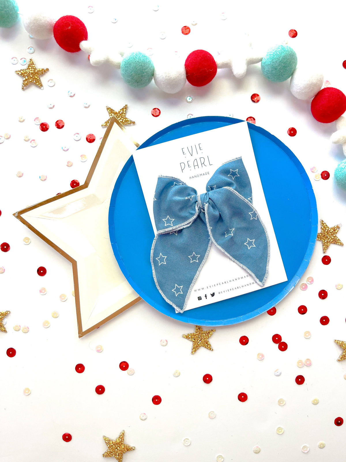 Chambray Stars Oversized Bow