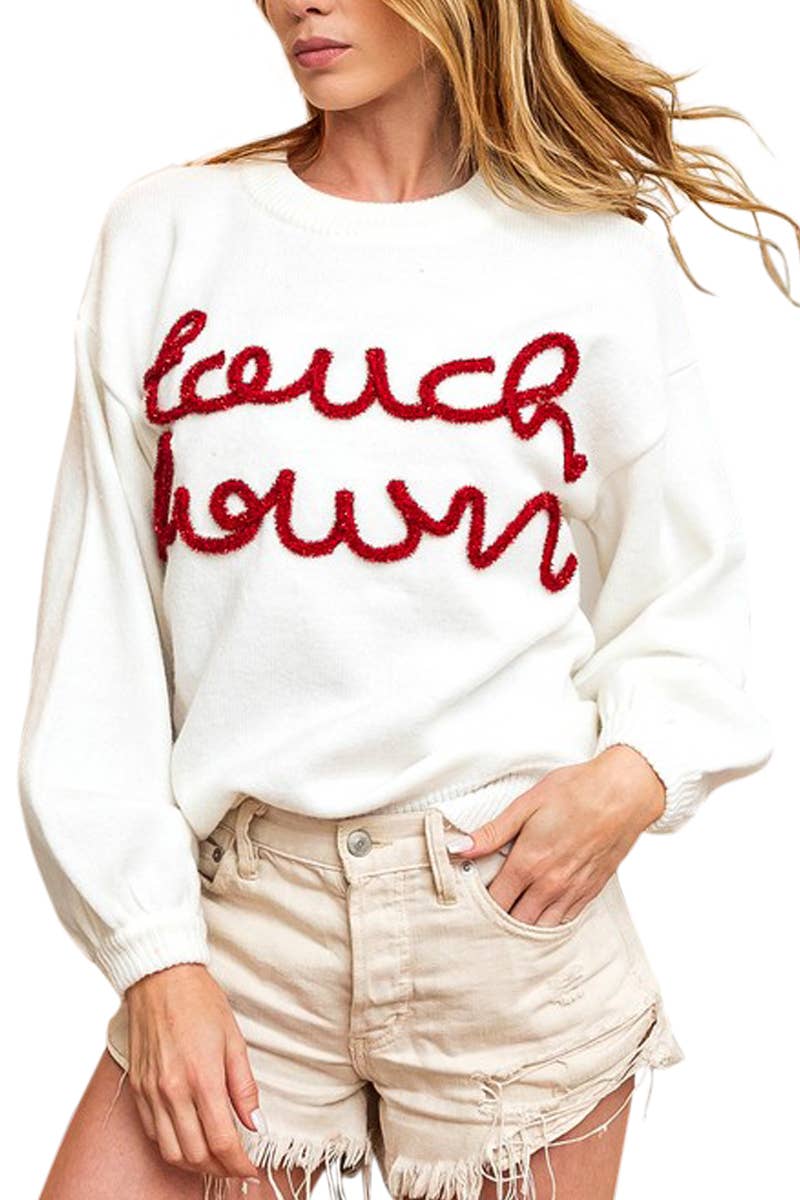 Touchdown Metallic Letter Sweater