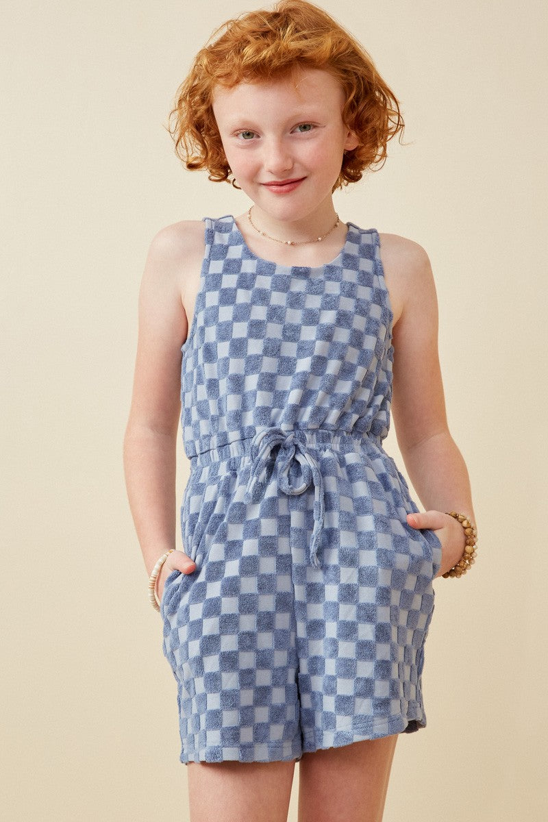 Checkered Blue Romper (Tween)