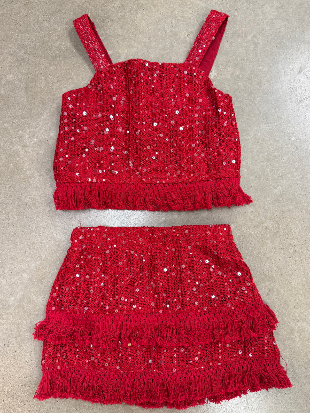 Red Fringe Skirt/Tank (Set) - Main Image