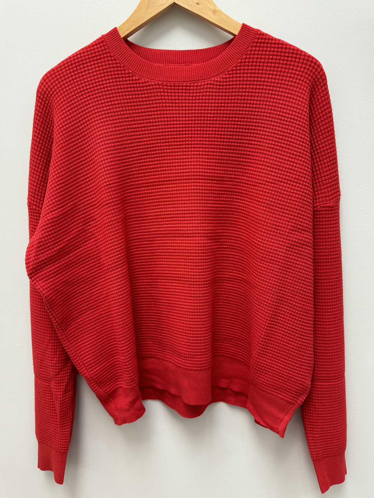 Cherry Red Waffle Knit