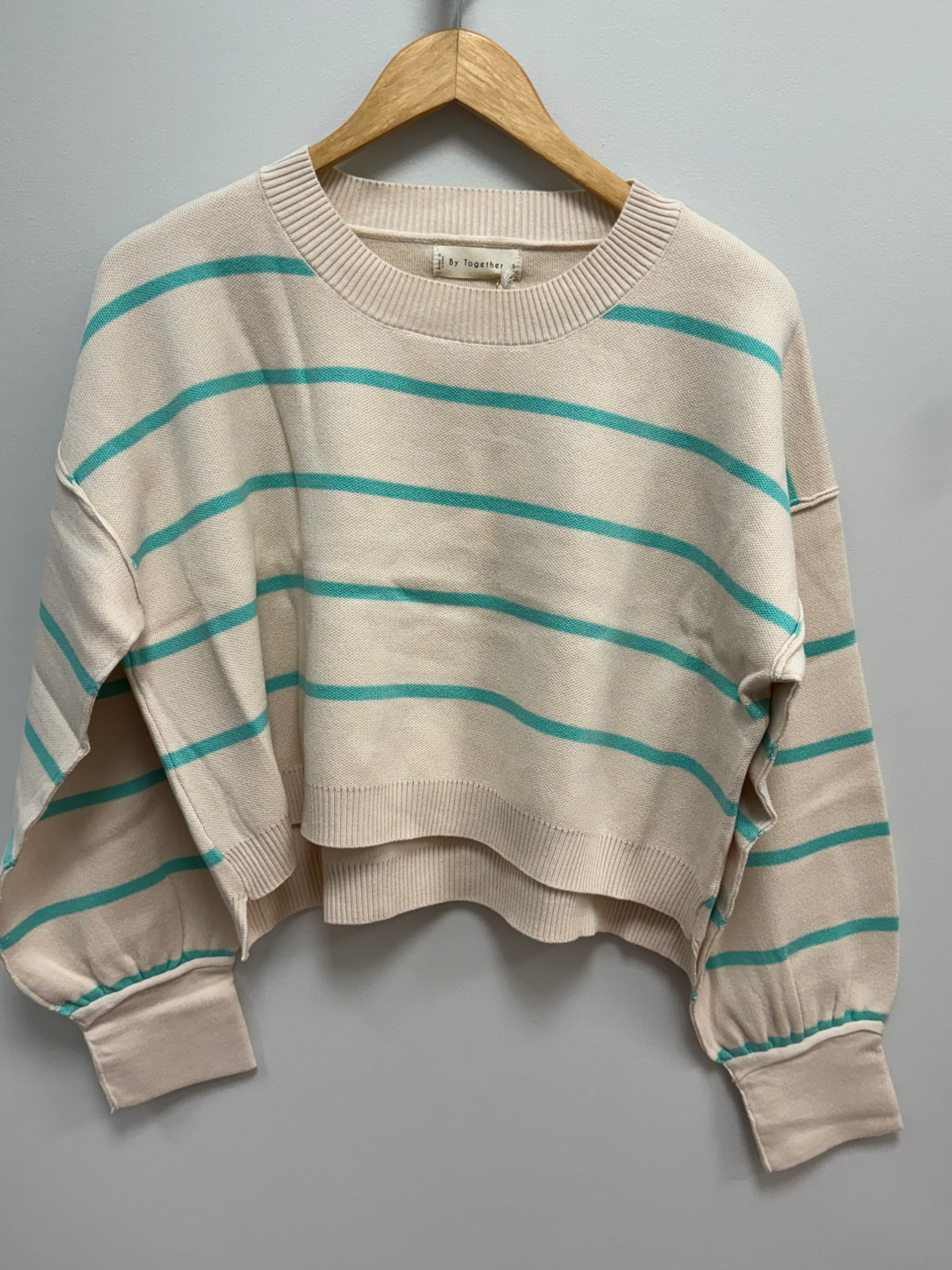 Teal and Cream Crop Sweater