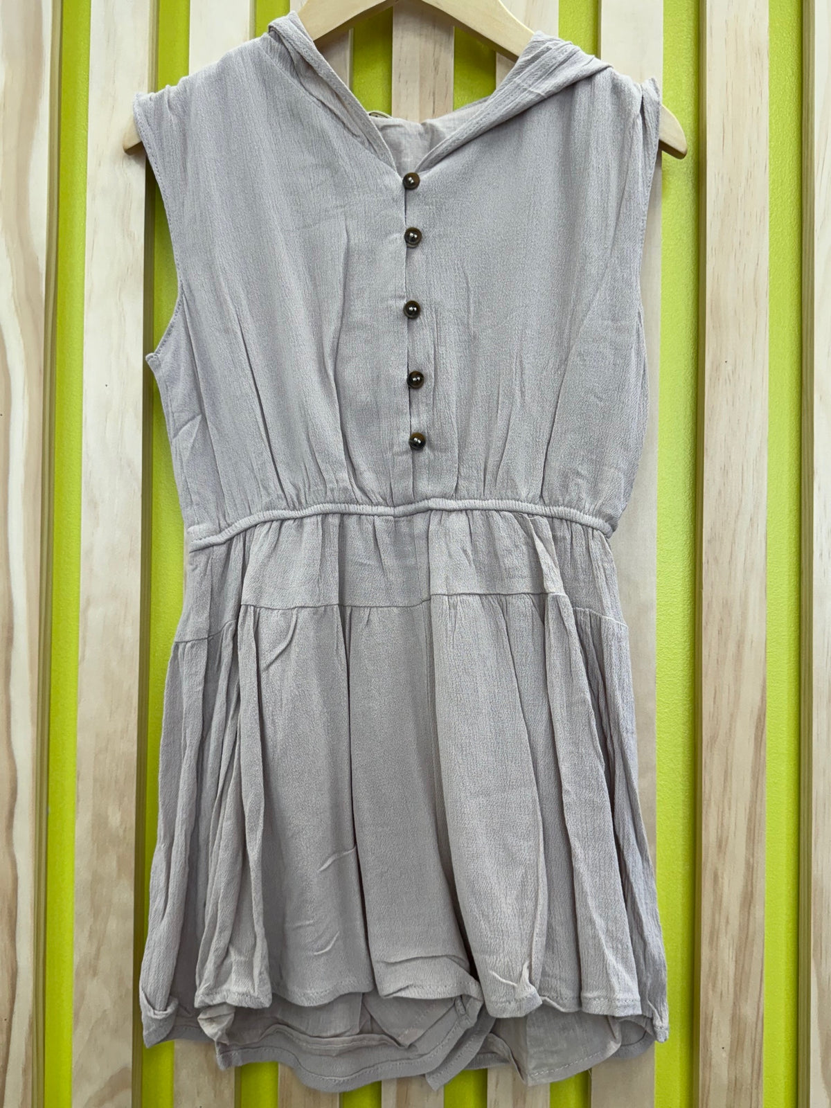 Button Down Hooded Romper (Tween)