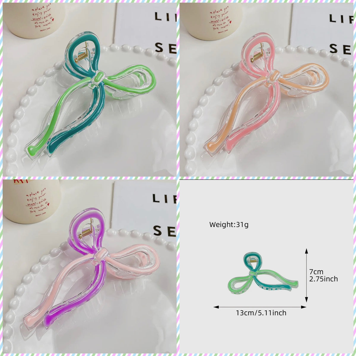 Ribbon Jelly Bow Clip