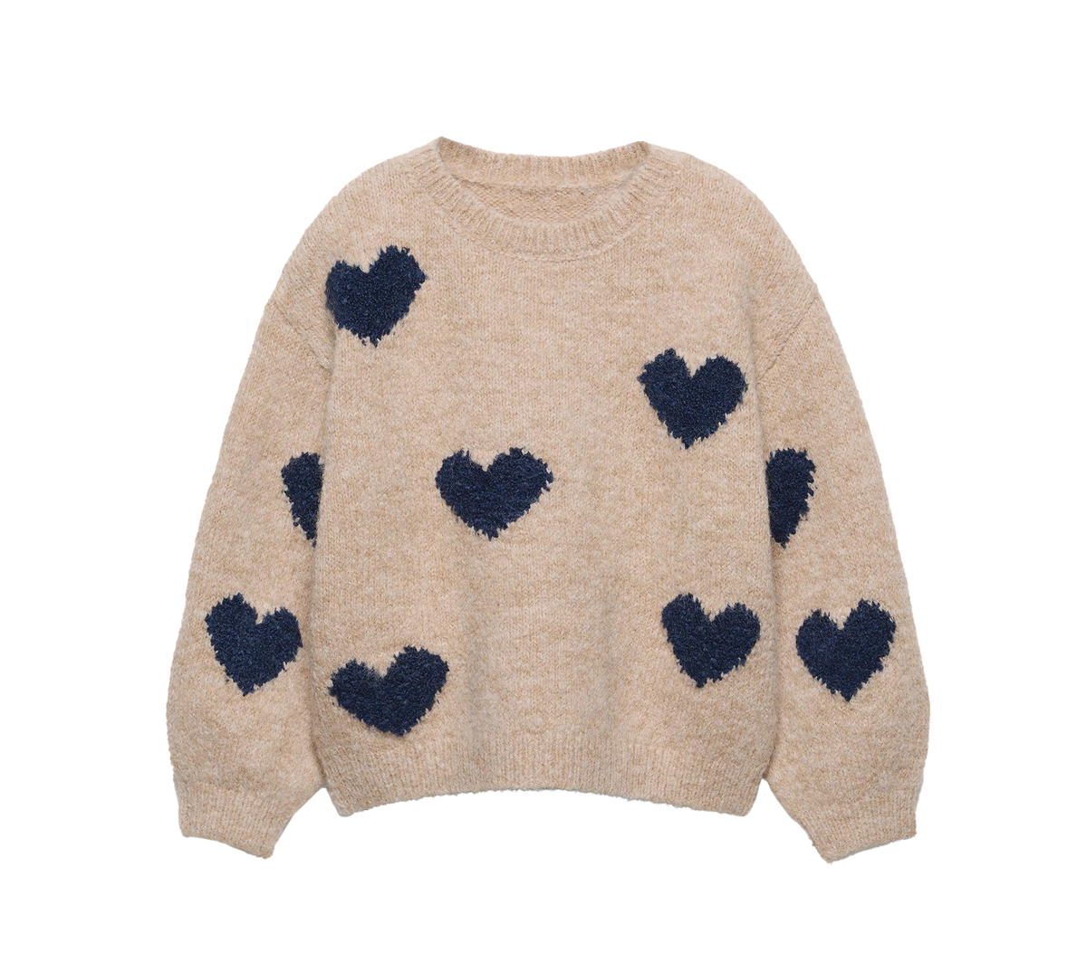 GIRLS L/S CREW NECK SWEATER W HEARTS
