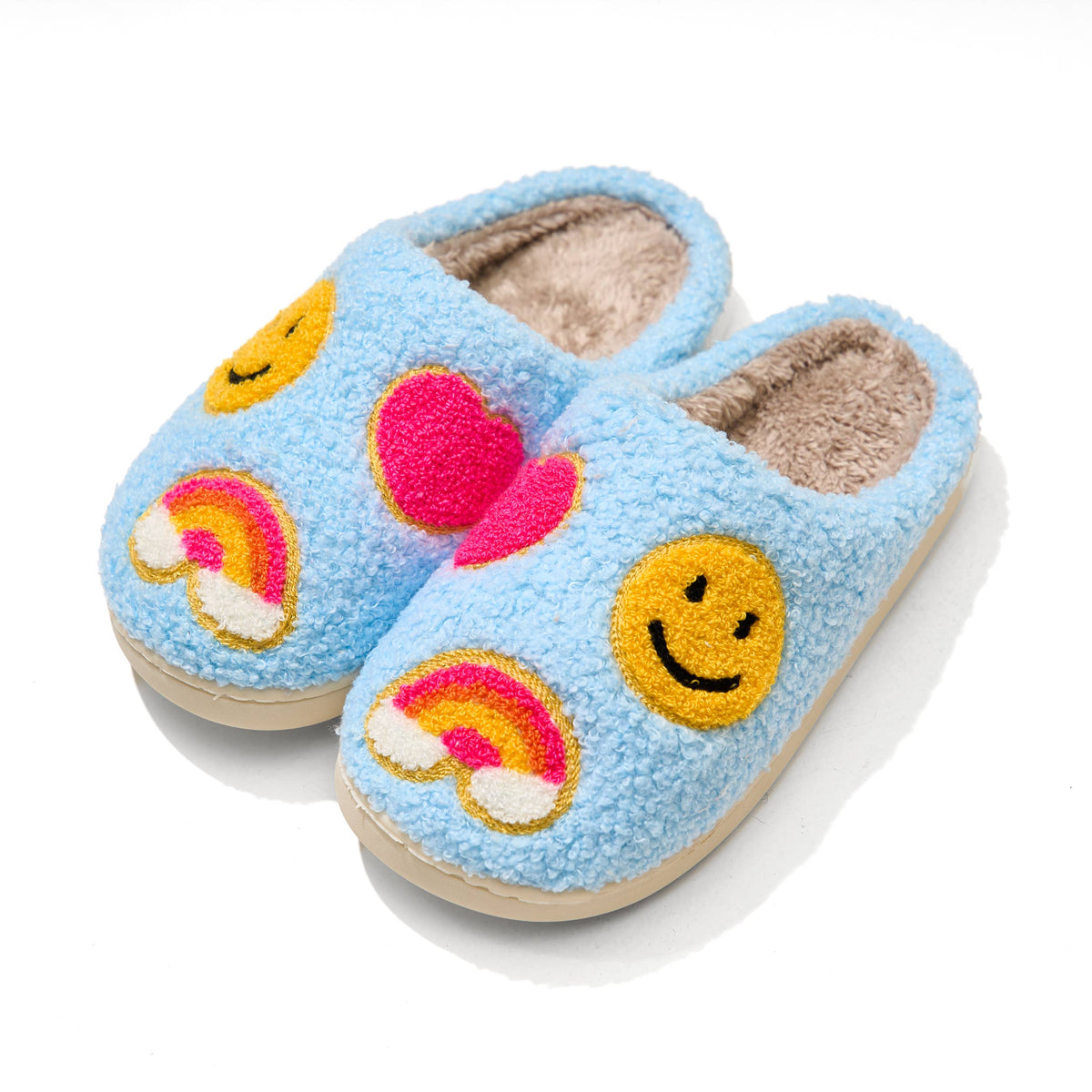Blue Smiley Slippers