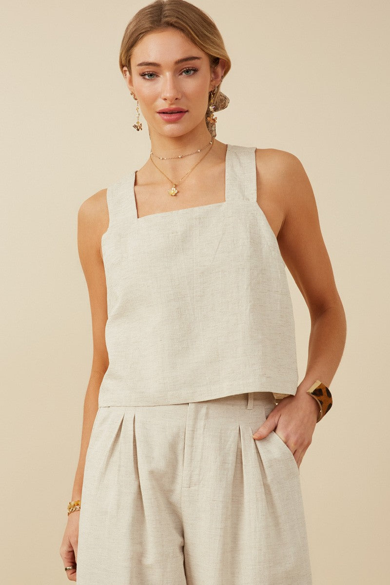 Textured Linen Cross Back Tank (Adult)