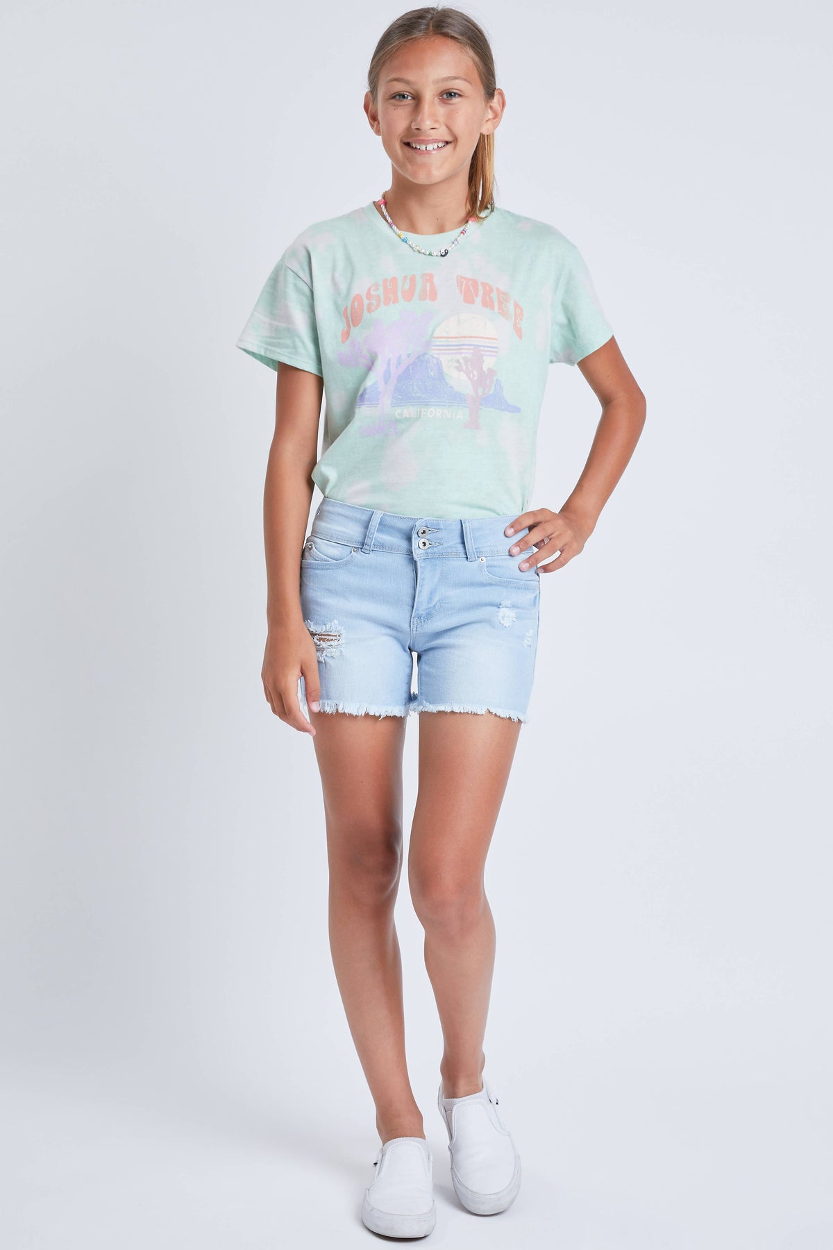 Demin Button Fray Shorts (Tween)