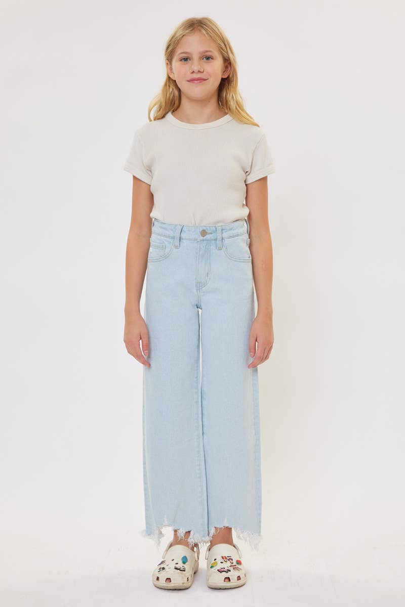 Wide Leg Raw Hem Jeans (Tween)